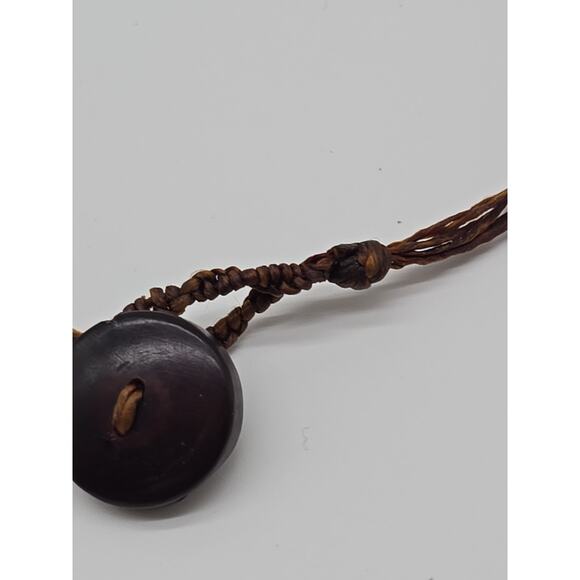 Tribal Plum Purple Artisan Tagua Nut Wrapped Bead Necklace Button Toggle Closure - Picture 8 of 16